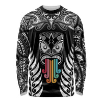 Personalised Kia Kaha Te Reo Maori Long Sleeve Shirt Hei Tiki Mix Koru - Black LT7 Unisex Black - Polynesian Pride