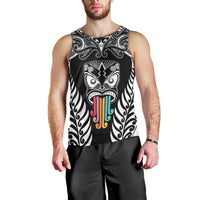 Personalised Kia Kaha Te Reo Maori Men Tank Top Hei Tiki Mix Koru - Black LT7 - Polynesian Pride