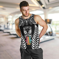 Personalised Kia Kaha Te Reo Maori Men Tank Top Hei Tiki Mix Koru - Black LT7 - Polynesian Pride