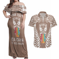 personalised-kia-kaha-te-reo-maori-couples-matching-off-shoulder-maxi-dress-and-hawaiian-shirt-hei-tiki-mix-koru-brown