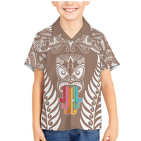 personalised-kia-kaha-te-reo-maori-family-matching-mermaid-dress-and-hawaiian-shirt-hei-tiki-mix-koru-brown