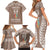 personalised-kia-kaha-te-reo-maori-family-matching-short-sleeve-bodycon-dress-and-hawaiian-shirt-hei-tiki-mix-koru-brown