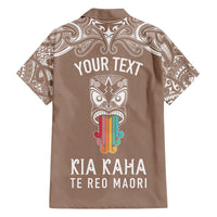 Personalised Kia Kaha Te Reo Maori Kid Hawaiian Shirt Hei Tiki Mix Koru - Brown LT7 - Polynesian Pride