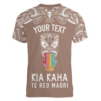 personalised-kia-kaha-te-reo-maori-women-v-neck-t-shirt-hei-tiki-mix-koru-brown