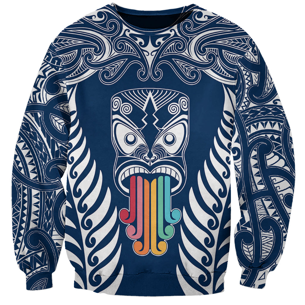 Personalised Kia Kaha Te Reo Maori Sweatshirt Hei Tiki Mix Koru - Navy Blue LT7 Unisex Navy - Polynesian Pride