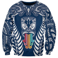Personalised Kia Kaha Te Reo Maori Sweatshirt Hei Tiki Mix Koru - Navy Blue LT7 Unisex Navy - Polynesian Pride