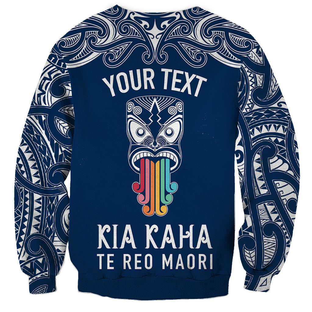 Personalised Kia Kaha Te Reo Maori Sweatshirt Hei Tiki Mix Koru - Navy Blue LT7 - Polynesian Pride