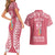 personalised-kia-kaha-te-reo-maori-couples-matching-short-sleeve-bodycon-dress-and-hawaiian-shirt-hei-tiki-mix-koru-pink