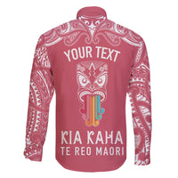 personalised-kia-kaha-te-reo-maori-family-matching-long-sleeve-bodycon-dress-and-hawaiian-shirt-hei-tiki-mix-koru-pink