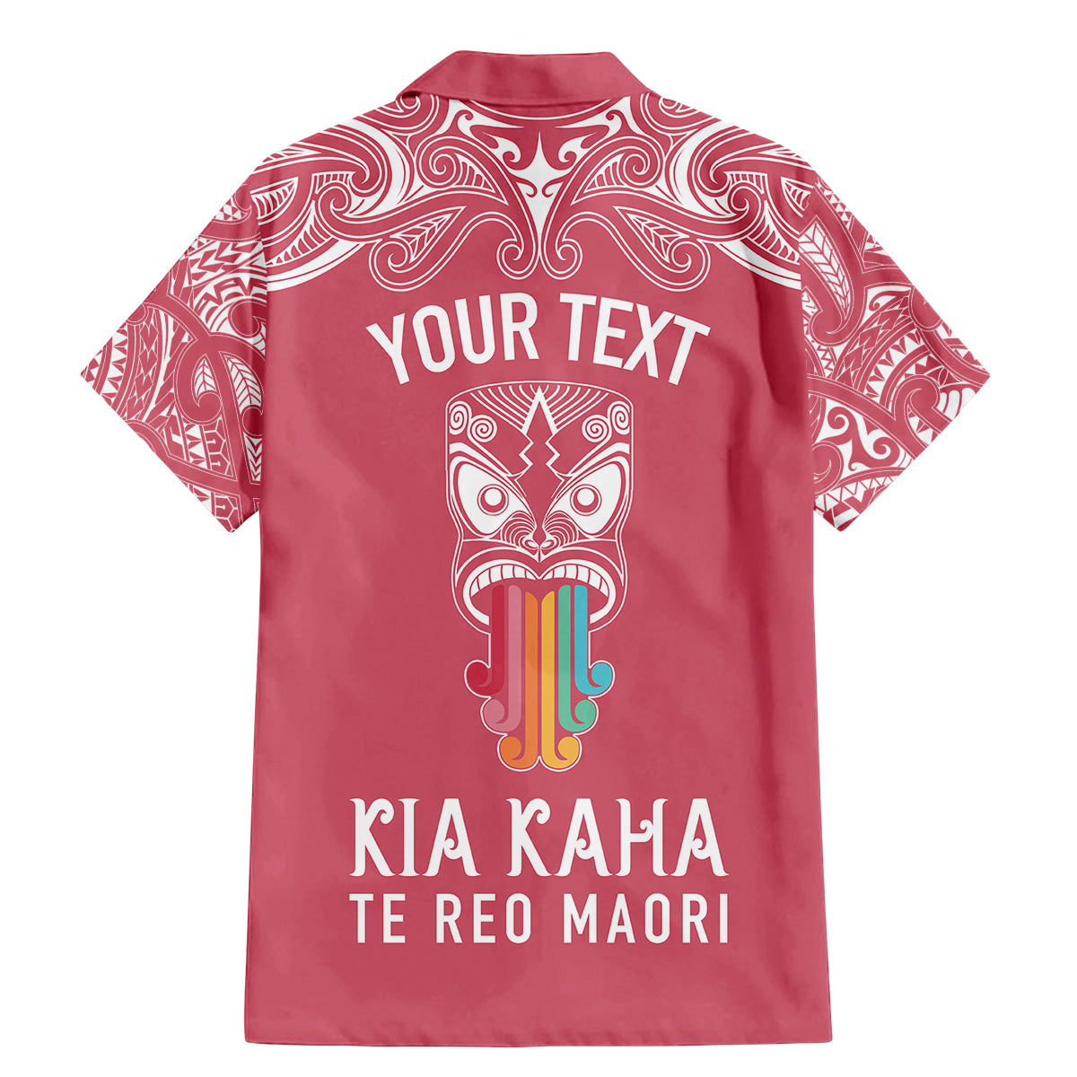personalised-kia-kaha-te-reo-maori-family-matching-mermaid-dress-and-hawaiian-shirt-hei-tiki-mix-koru-pink