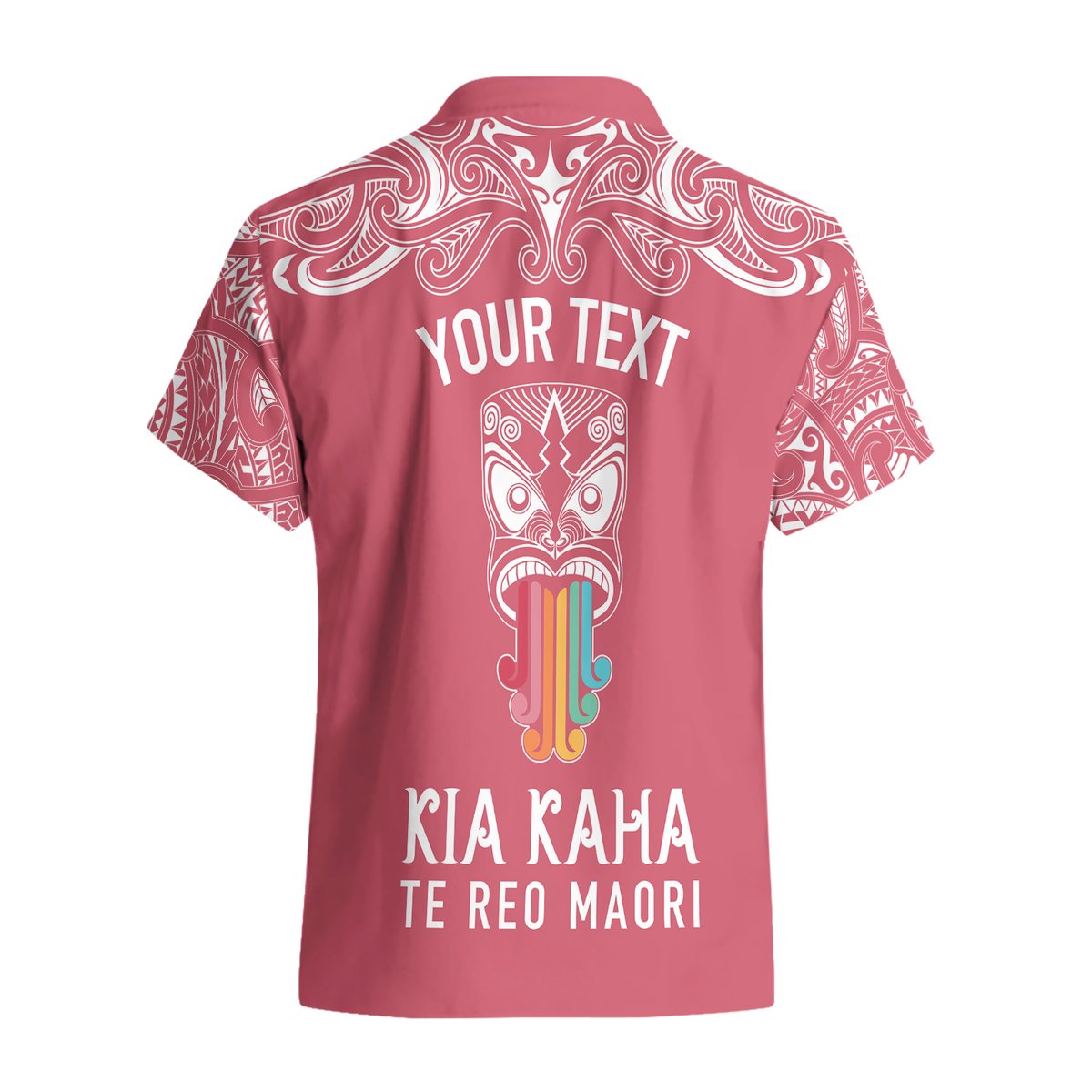 Personalised Kia Kaha Te Reo Maori Hawaiian Shirt Hei Tiki Mix Koru - Pink LT7 - Polynesian Pride