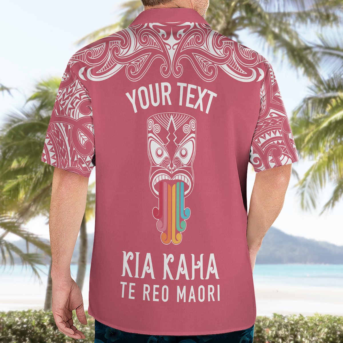Personalised Kia Kaha Te Reo Maori Hawaiian Shirt Hei Tiki Mix Koru - Pink LT7 - Polynesian Pride