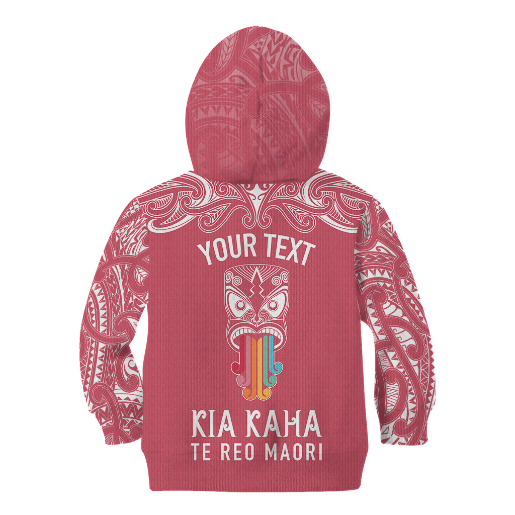 Personalised Kia Kaha Te Reo Maori Kid Hoodie Hei Tiki Mix Koru - Pink LT7 - Polynesian Pride