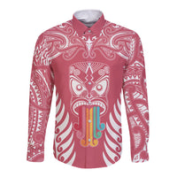 personalised-kia-kaha-te-reo-maori-long-sleeve-button-shirt-hei-tiki-mix-koru-pink