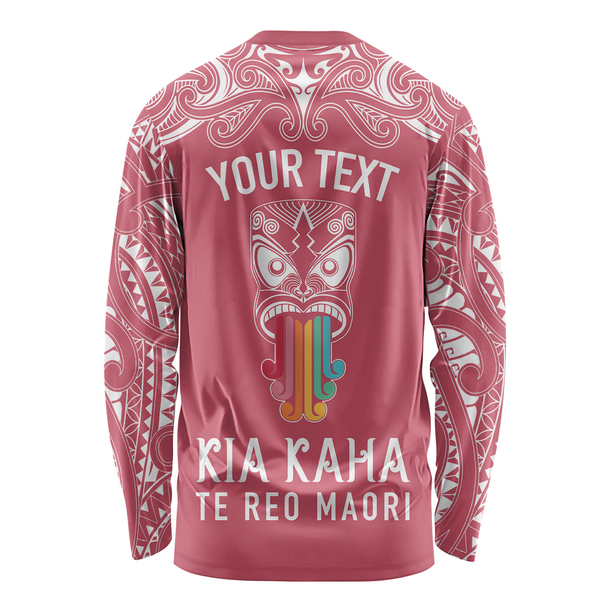 Personalised Kia Kaha Te Reo Maori Long Sleeve Shirt Hei Tiki Mix Koru - Pink LT7 - Polynesian Pride