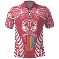 Personalised Kia Kaha Te Reo Maori Polo Shirt Hei Tiki Mix Koru - Pink LT7 Pink - Polynesian Pride