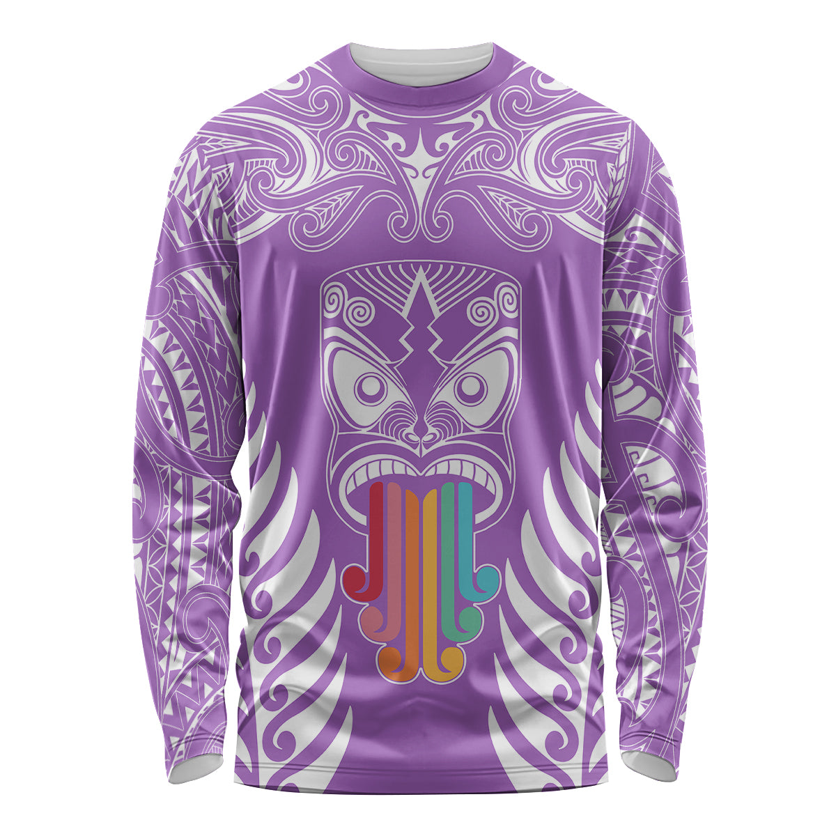 Personalised Kia Kaha Te Reo Maori Long Sleeve Shirt Hei Tiki Mix Koru - Purple LT7 Unisex Purple - Polynesian Pride