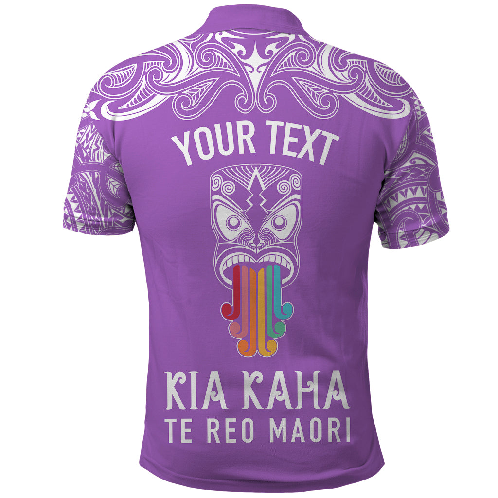 Personalised Kia Kaha Te Reo Maori Polo Shirt Hei Tiki Mix Koru - Purple LT7 - Polynesian Pride