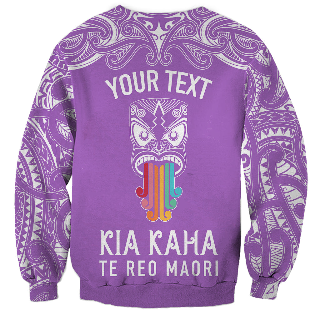 Personalised Kia Kaha Te Reo Maori Sweatshirt Hei Tiki Mix Koru - Purple LT7 - Polynesian Pride