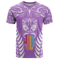 Personalised Kia Kaha Te Reo Maori T Shirt Hei Tiki Mix Koru - Purple LT7 Purple - Polynesian Pride