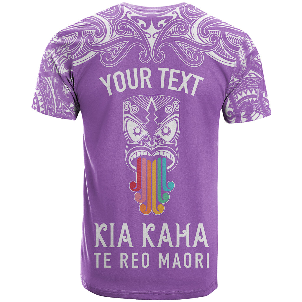 Personalised Kia Kaha Te Reo Maori T Shirt Hei Tiki Mix Koru - Purple LT7 - Polynesian Pride