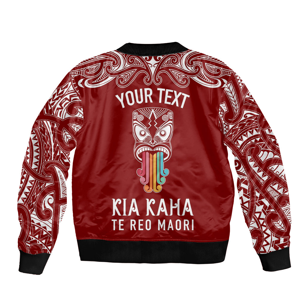 Personalised Kia Kaha Te Reo Maori Bomber Jacket Hei Tiki Mix Koru - Red LT7 - Polynesian Pride