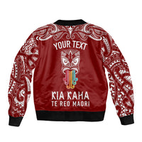 Personalised Kia Kaha Te Reo Maori Bomber Jacket Hei Tiki Mix Koru - Red LT7 - Polynesian Pride