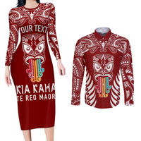 personalised-kia-kaha-te-reo-maori-couples-matching-long-sleeve-bodycon-dress-and-long-sleeve-button-shirts-hei-tiki-mix-koru-red
