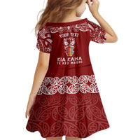 personalised-kia-kaha-te-reo-maori-family-matching-long-sleeve-bodycon-dress-and-hawaiian-shirt-hei-tiki-mix-koru-red