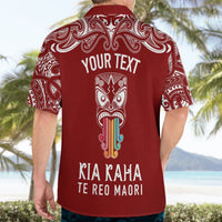 Personalised Kia Kaha Te Reo Maori Hawaiian Shirt Hei Tiki Mix Koru - Red LT7 - Polynesian Pride
