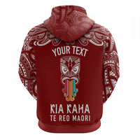Personalised Kia Kaha Te Reo Maori Hoodie Hei Tiki Mix Koru - Red LT7 - Polynesian Pride