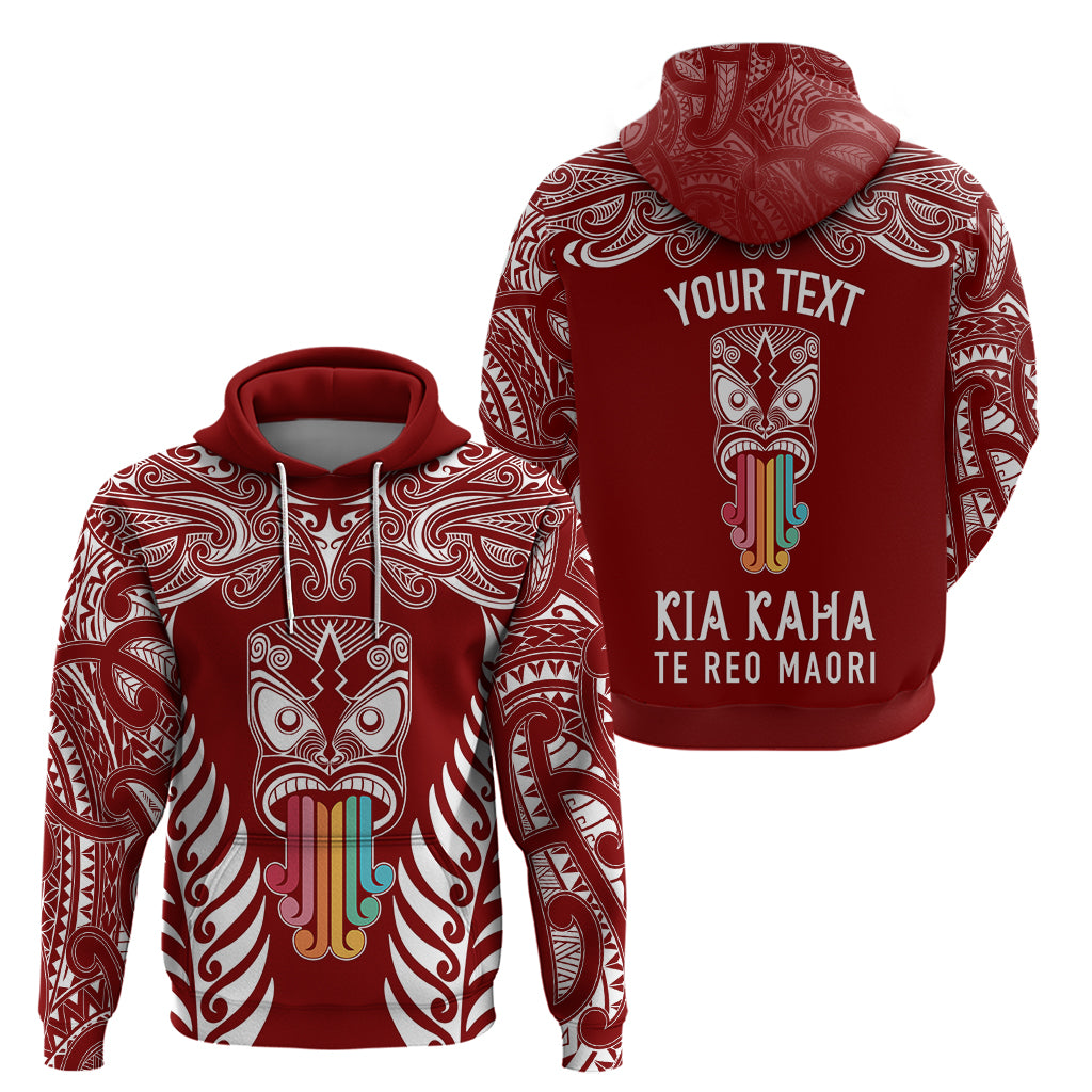 Personalised Kia Kaha Te Reo Maori Hoodie Hei Tiki Mix Koru - Red LT7 - Polynesian Pride