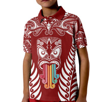 Personalised Kia Kaha Te Reo Maori Kid Polo Shirt Hei Tiki Mix Koru - Red LT7 Kid Red - Polynesian Pride