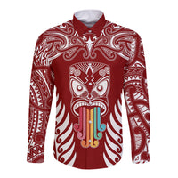 personalised-kia-kaha-te-reo-maori-long-sleeve-button-shirt-hei-tiki-mix-koru-red