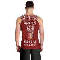 Personalised Kia Kaha Te Reo Maori Men Tank Top Hei Tiki Mix Koru - Red LT7 - Polynesian Pride