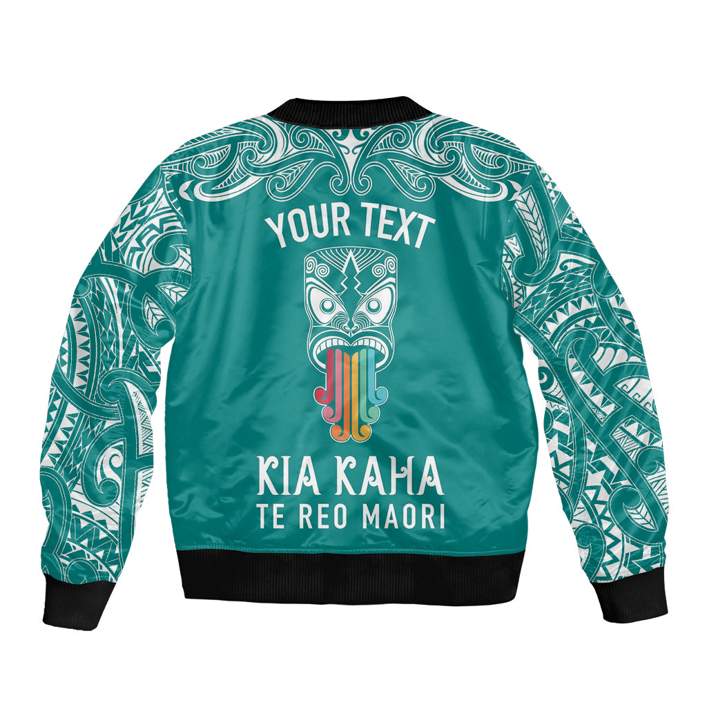 Personalised Kia Kaha Te Reo Maori Bomber Jacket Hei Tiki Mix Koru - Teal LT7 - Polynesian Pride