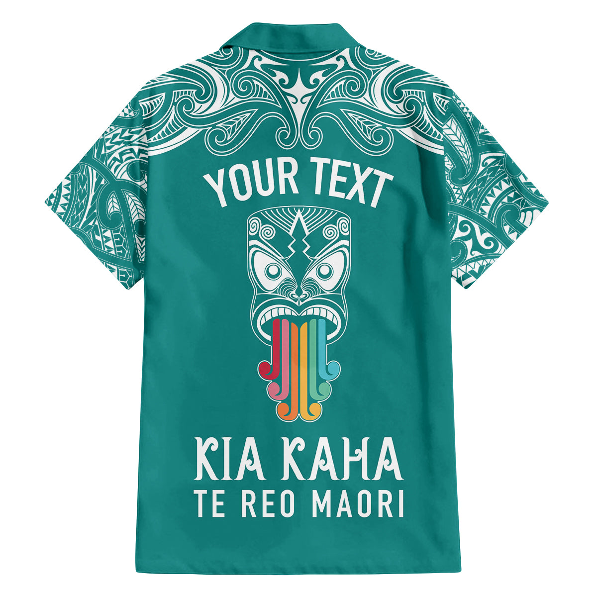Personalised Kia Kaha Te Reo Maori Family Matching Puletasi Dress and Hawaiian Shirt Hei Tiki Mix Koru - Teal LT7 - Polynesian Pride