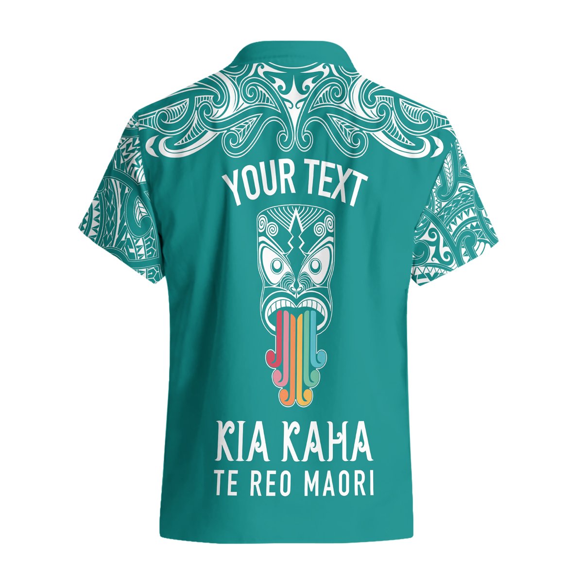 Personalised Kia Kaha Te Reo Maori Hawaiian Shirt Hei Tiki Mix Koru - Teal LT7 - Polynesian Pride