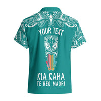 Personalised Kia Kaha Te Reo Maori Hawaiian Shirt Hei Tiki Mix Koru - Teal LT7 - Polynesian Pride