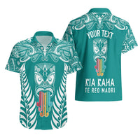 Personalised Kia Kaha Te Reo Maori Hawaiian Shirt Hei Tiki Mix Koru - Teal LT7 - Polynesian Pride