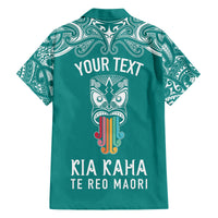 Personalised Kia Kaha Te Reo Maori Kid Hawaiian Shirt Hei Tiki Mix Koru - Teal LT7 - Polynesian Pride
