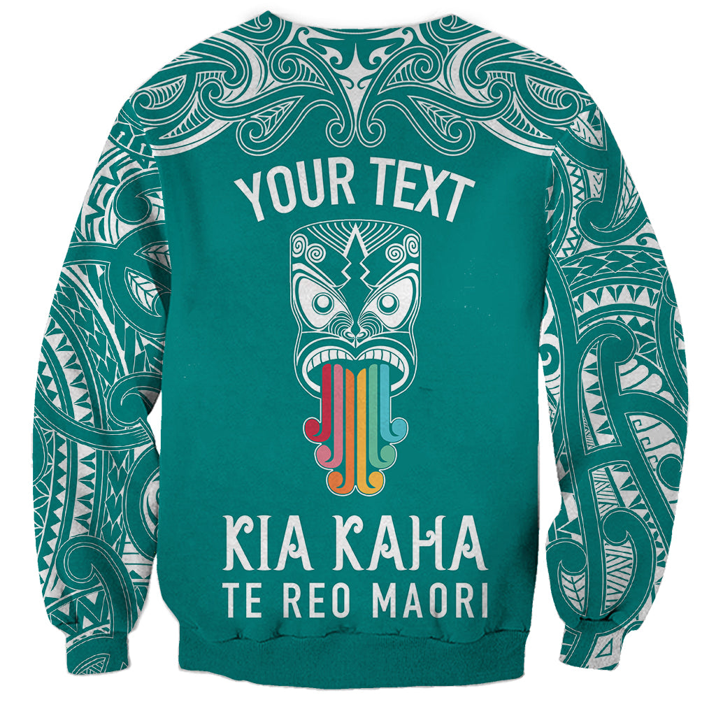 Personalised Kia Kaha Te Reo Maori Sweatshirt Hei Tiki Mix Koru - Teal LT7 - Polynesian Pride