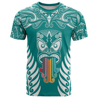 Personalised Kia Kaha Te Reo Maori T Shirt Hei Tiki Mix Koru - Teal LT7 Teal - Polynesian Pride
