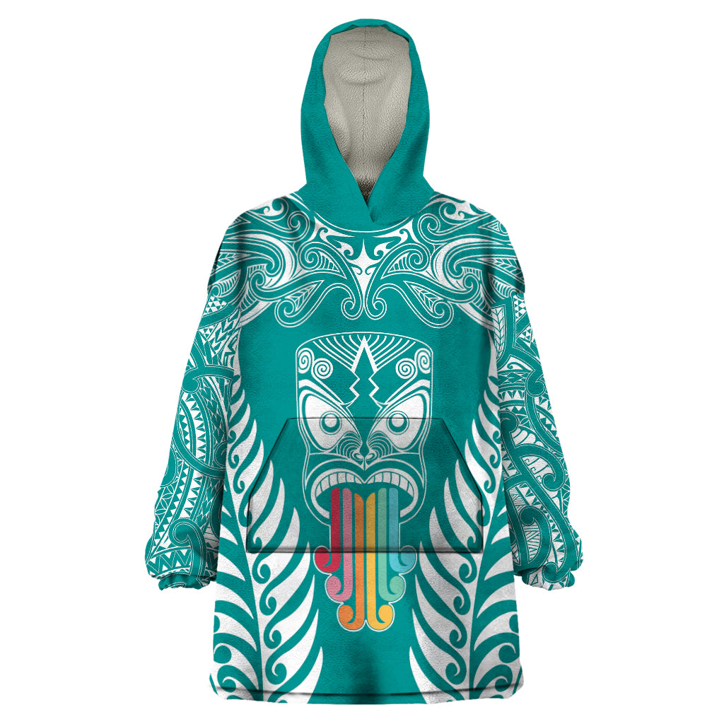 personalised-kia-kaha-te-reo-maori-wearable-blanket-hoodie-hei-tiki-mix-koru-teal