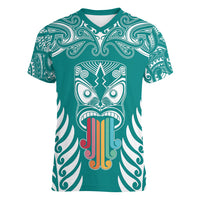 personalised-kia-kaha-te-reo-maori-women-v-neck-t-shirt-hei-tiki-mix-koru-teal