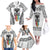 personalised-kia-kaha-te-reo-maori-family-matching-off-shoulder-long-sleeve-dress-and-hawaiian-shirt-hei-tiki-mix-koru-white