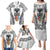 Personalised Kia Kaha Te Reo Maori Family Matching Puletasi Dress and Hawaiian Shirt Hei Tiki Mix Koru - White LT7 - Polynesian Pride