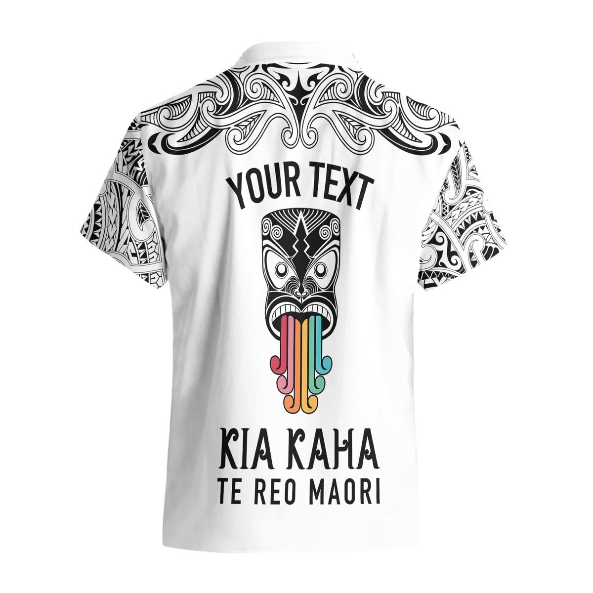 Personalised Kia Kaha Te Reo Maori Hawaiian Shirt Hei Tiki Mix Koru - White LT7 - Polynesian Pride