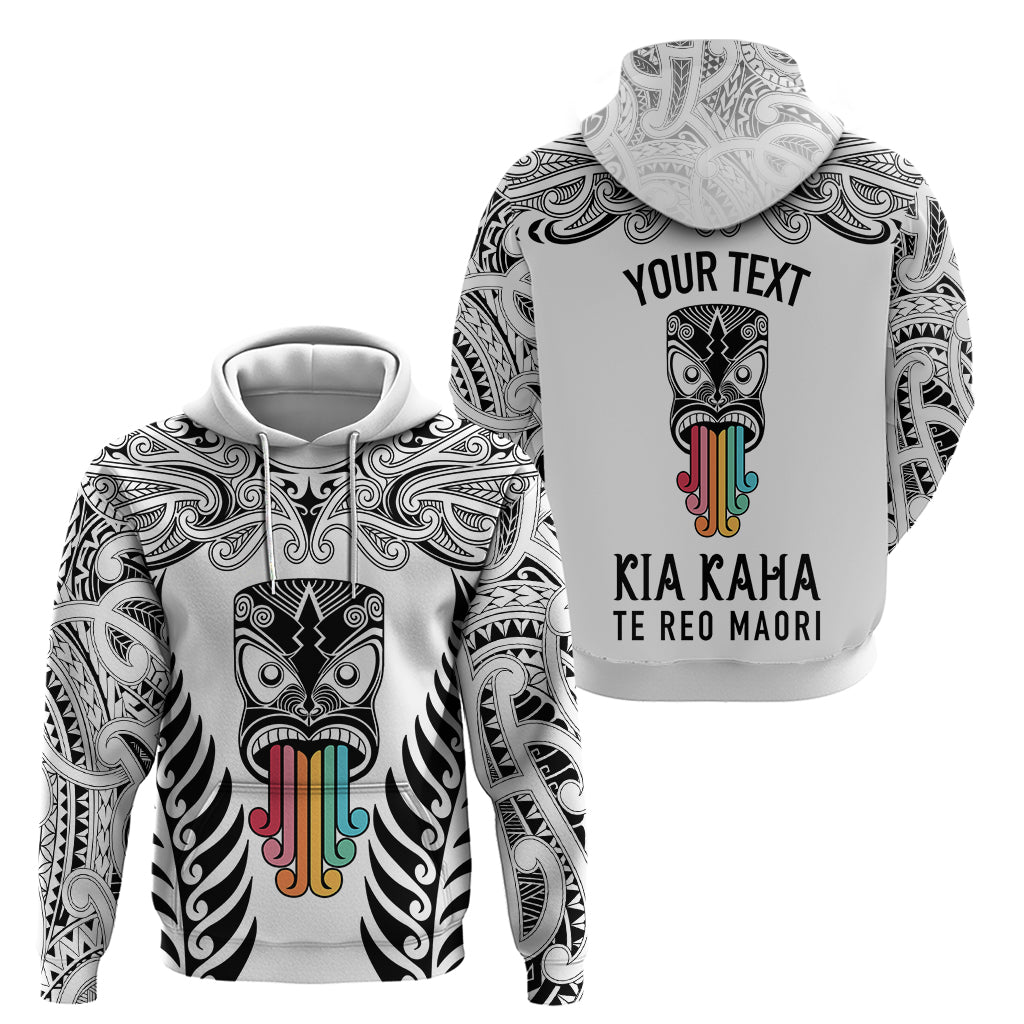 Personalised Kia Kaha Te Reo Maori Hoodie Hei Tiki Mix Koru - White LT7 - Polynesian Pride
