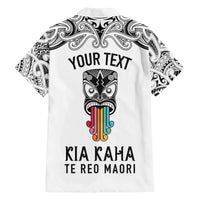 Personalised Kia Kaha Te Reo Maori Kid Hawaiian Shirt Hei Tiki Mix Koru - White LT7 - Polynesian Pride